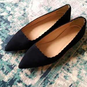 J crew scalloped black flats women's size 6.5
